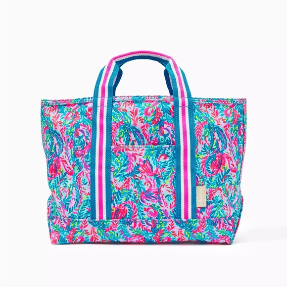 Lilly Pulitzer Mini Mercato Tote Bag - Surf Blue Flim Flam Accessories Small - Picture 1 of 7